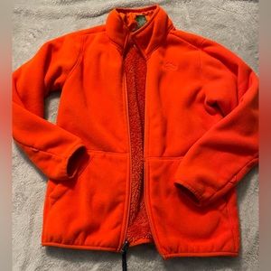 LLBean - Youth medium 10/12 orange full zip fleece jacket